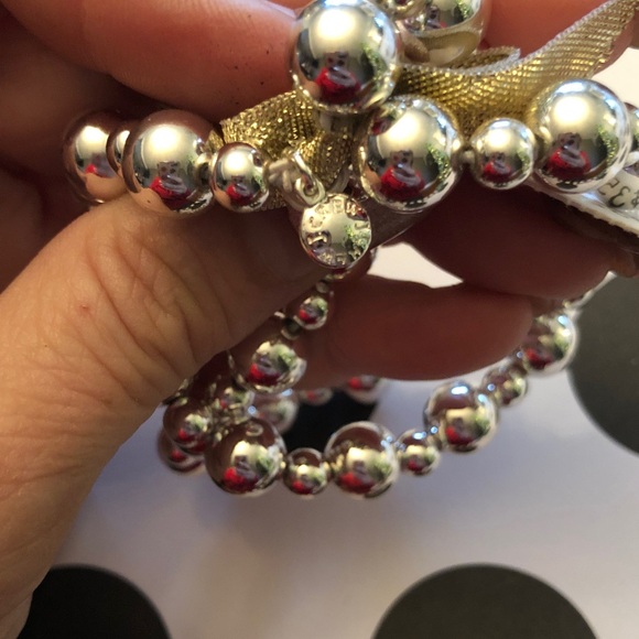 Authentic J. Crew Silver Beaded Elastic  Bracelet Set of 2.  New with tag. - Picture 10 of 10